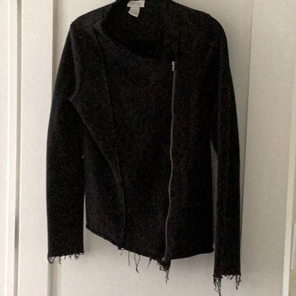Black cotton jacket with fringe